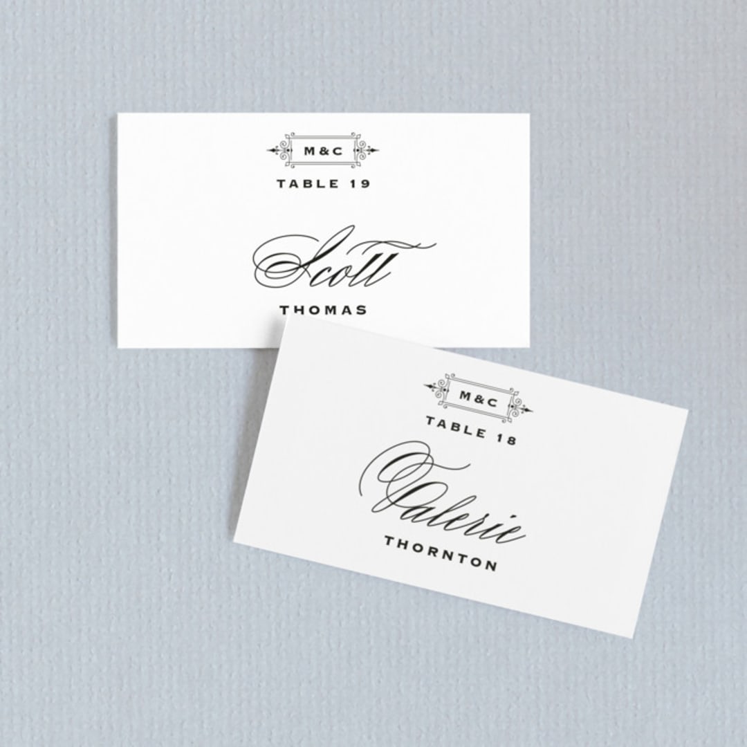 "Confection" - Place Cards in Cloud by Jill Means - Front with Free Guest Printing