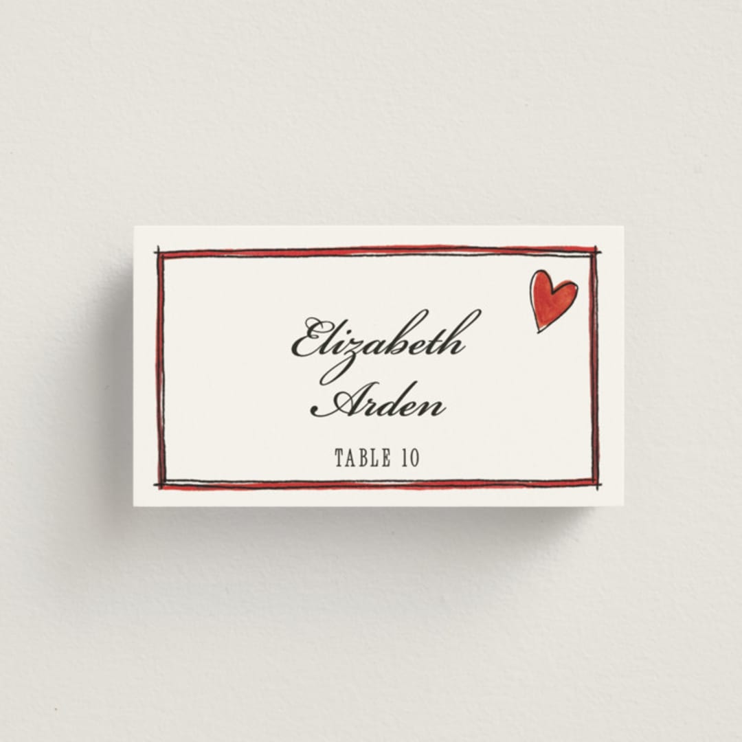 "Two Hearts" - Place Cards in Lily by Pati Cascino - Front