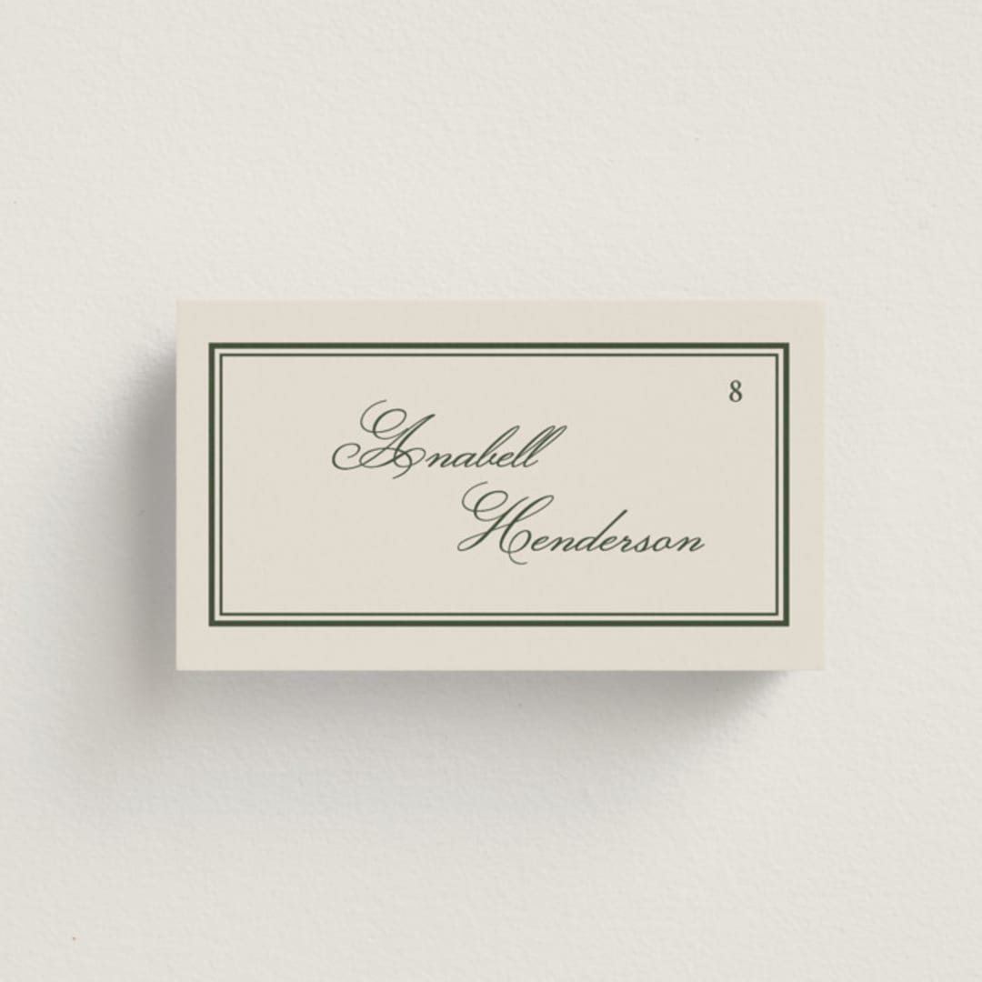 "Emerson" - Place Cards in Evergreen by Kelly Watkins - Front