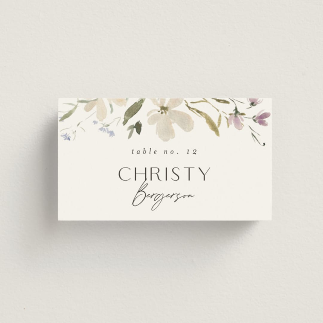 "Aster" - Place Cards in Garden by Itsy Belle Studio - Front with Free Guest Printing