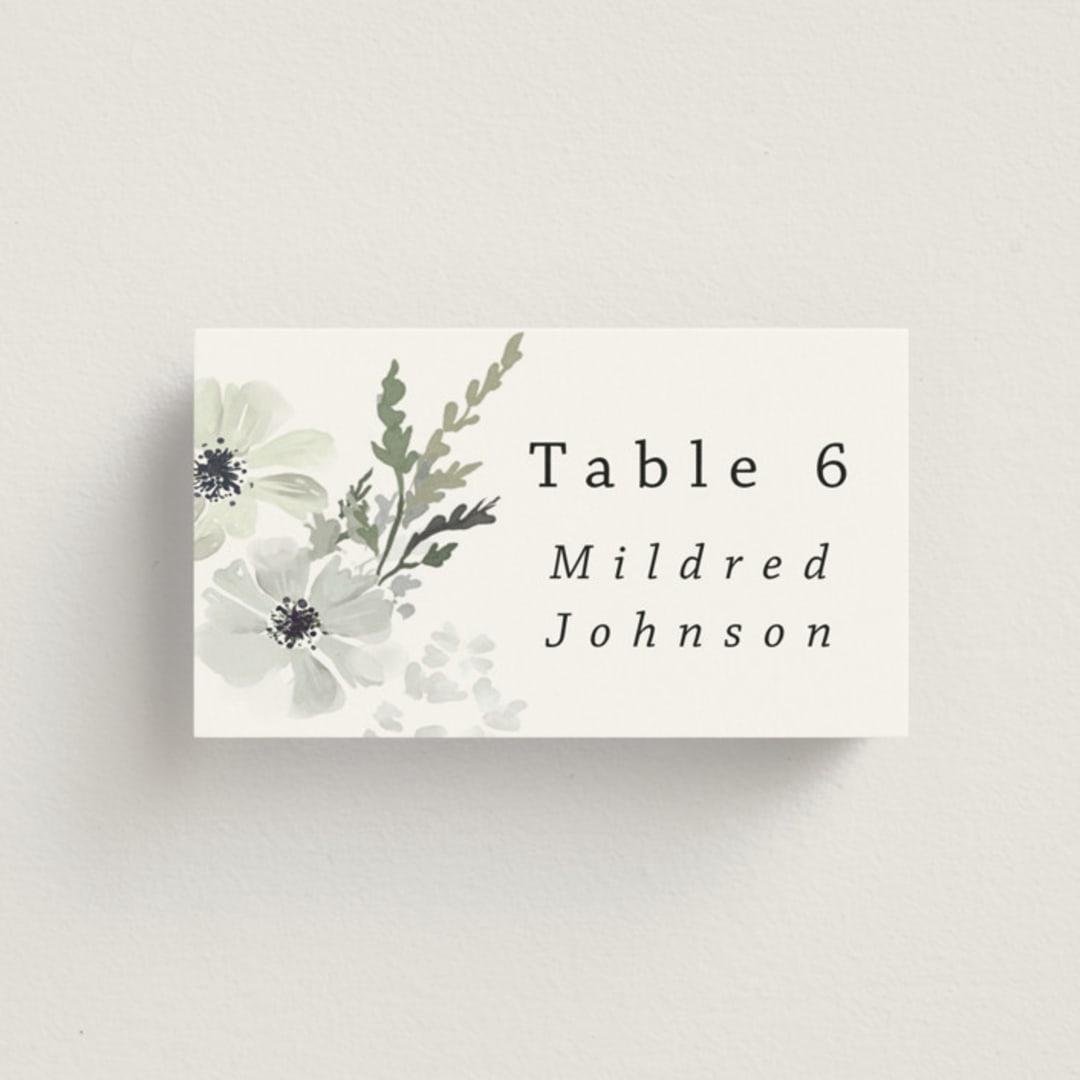 "Wildflower Garden" - Place Cards in Lace by Hannah Williams - Front with Free Guest Printing