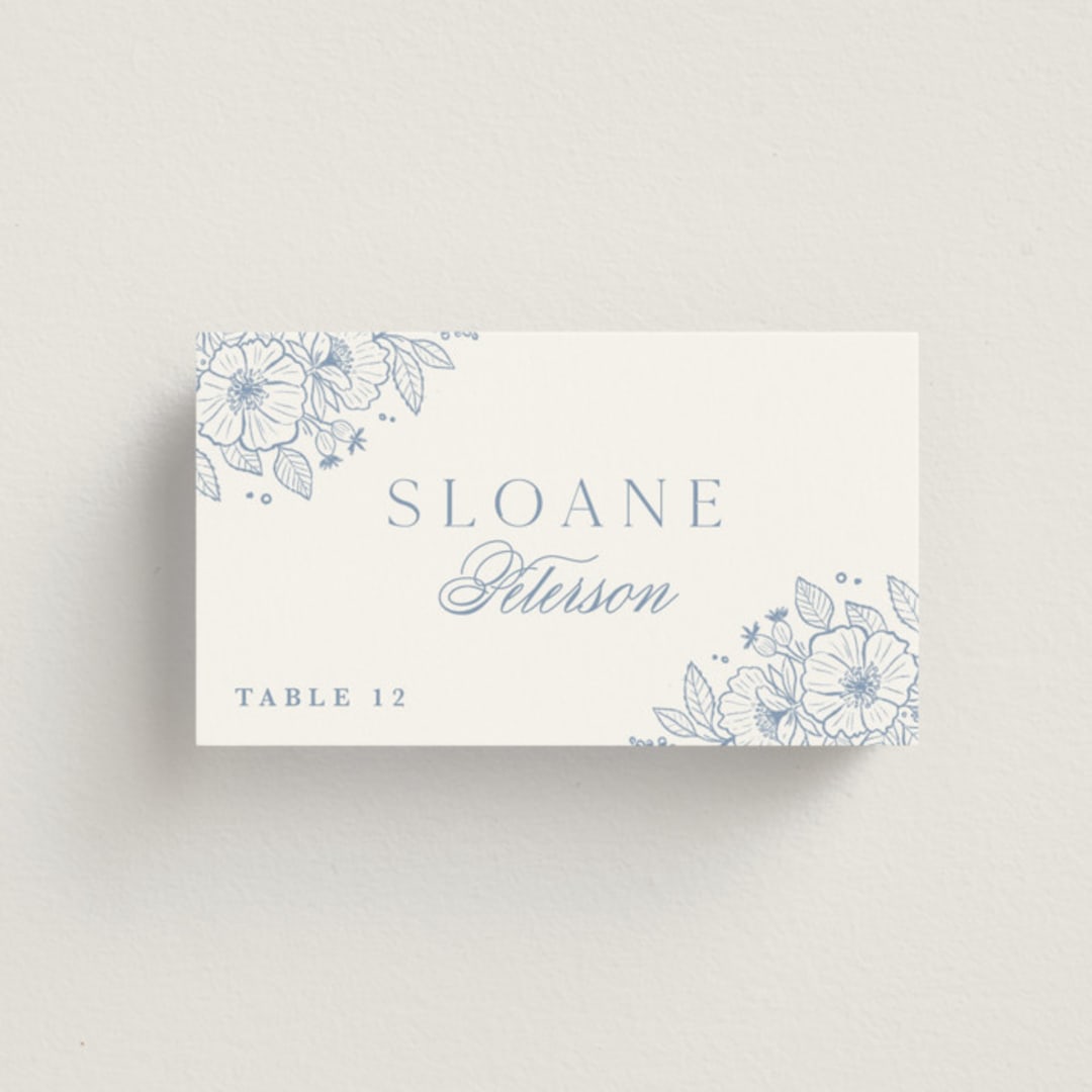 "Wild Roses" - Place Cards in Nova by Kristen Smith - Front with Free Guest Printing