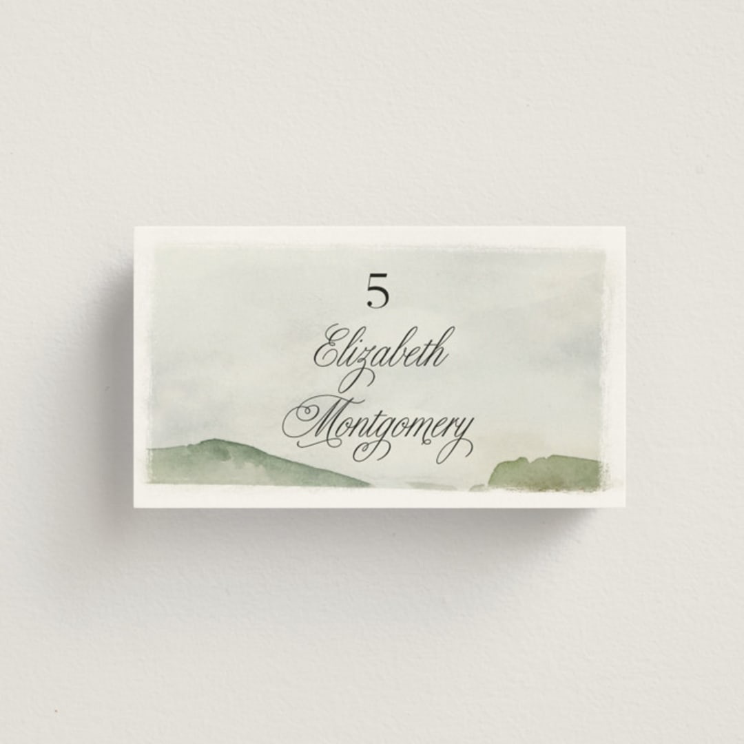 "Countryside" - Place Cards in Emerald by Petra Kern - Front with Free Guest Printing