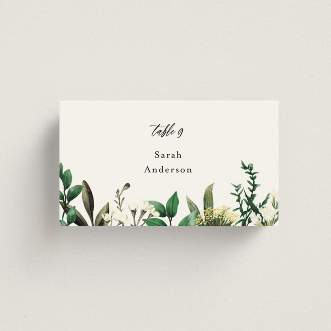 "Fresh Classic" - Place Cards in Porcelain by Susan Moyal - Front with Free Guest Printing