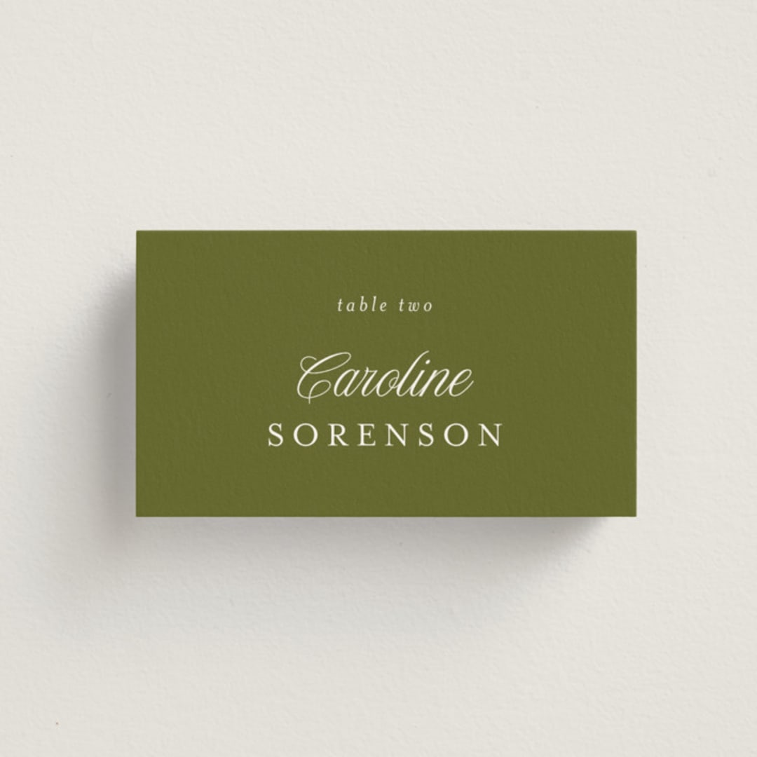 "Garland Monogram" - Place Cards in Summer by Angela Marzuki - Front with Free Guest Printing