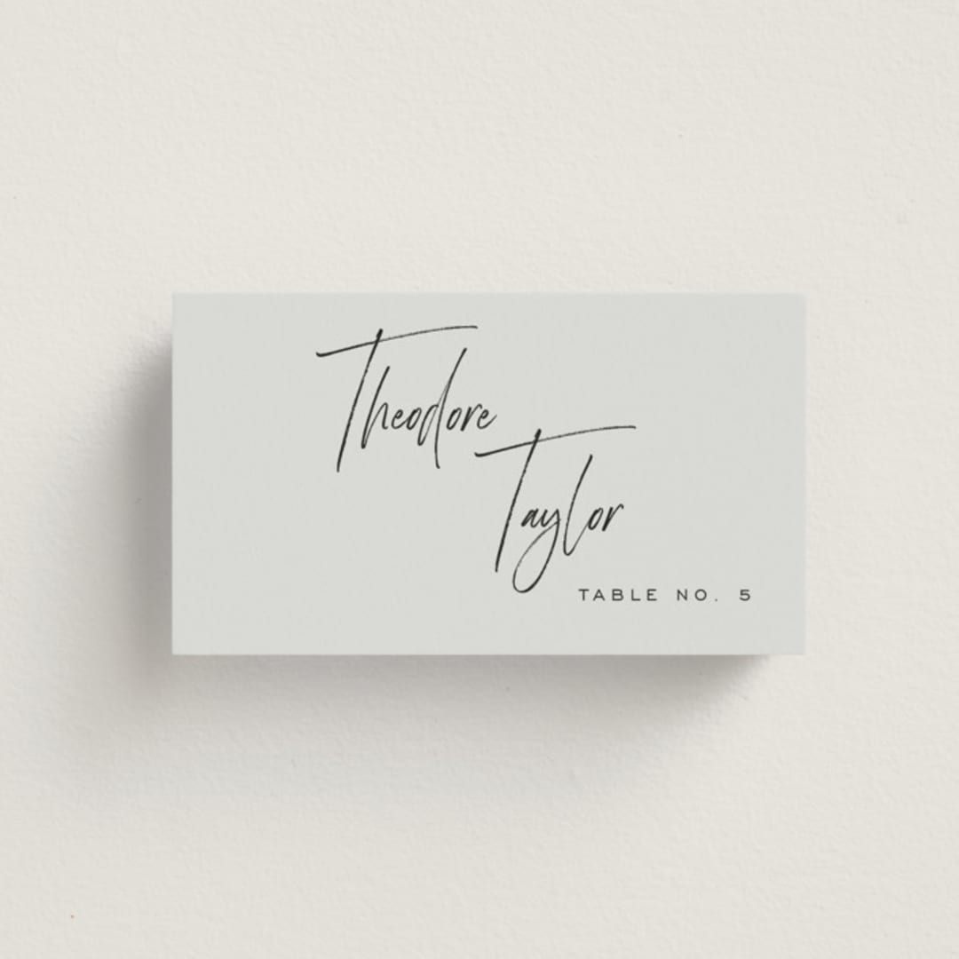 "Signature Script" - Place Cards in Mint by Michelle Taylor - Front with Free Guest Printing
