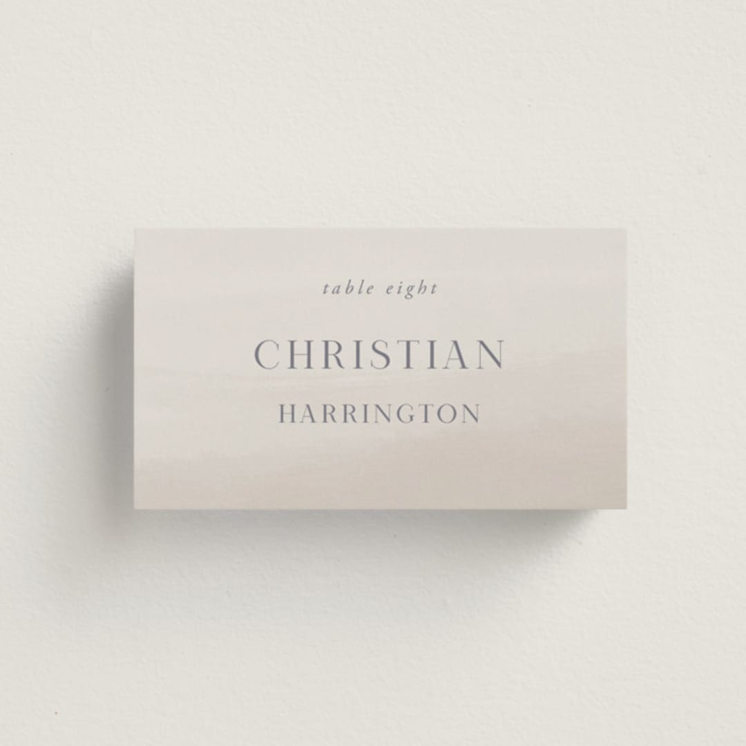 "Regal" - Place Cards in Snow by Melinda Denison - Front with Free Guest Printing