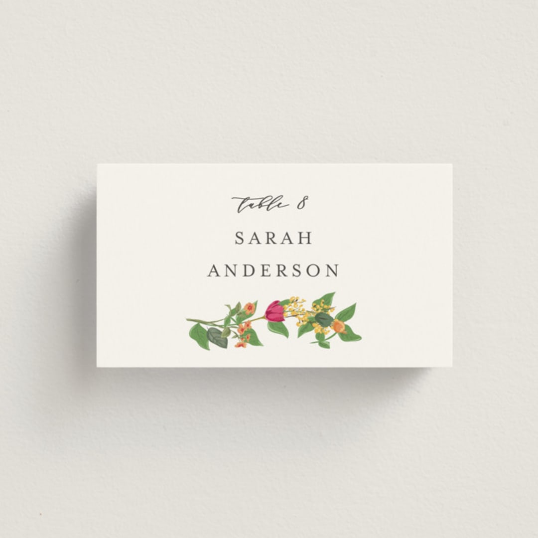 "Meadow Love" - Place Cards in Tropical by Susan Moyal - Front with Free Guest Printing