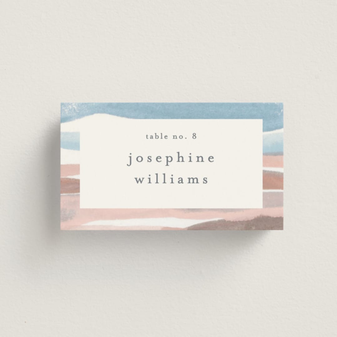 "waves" - Place Cards in Beachy by Pixel and Hank - Front with Free Guest Printing