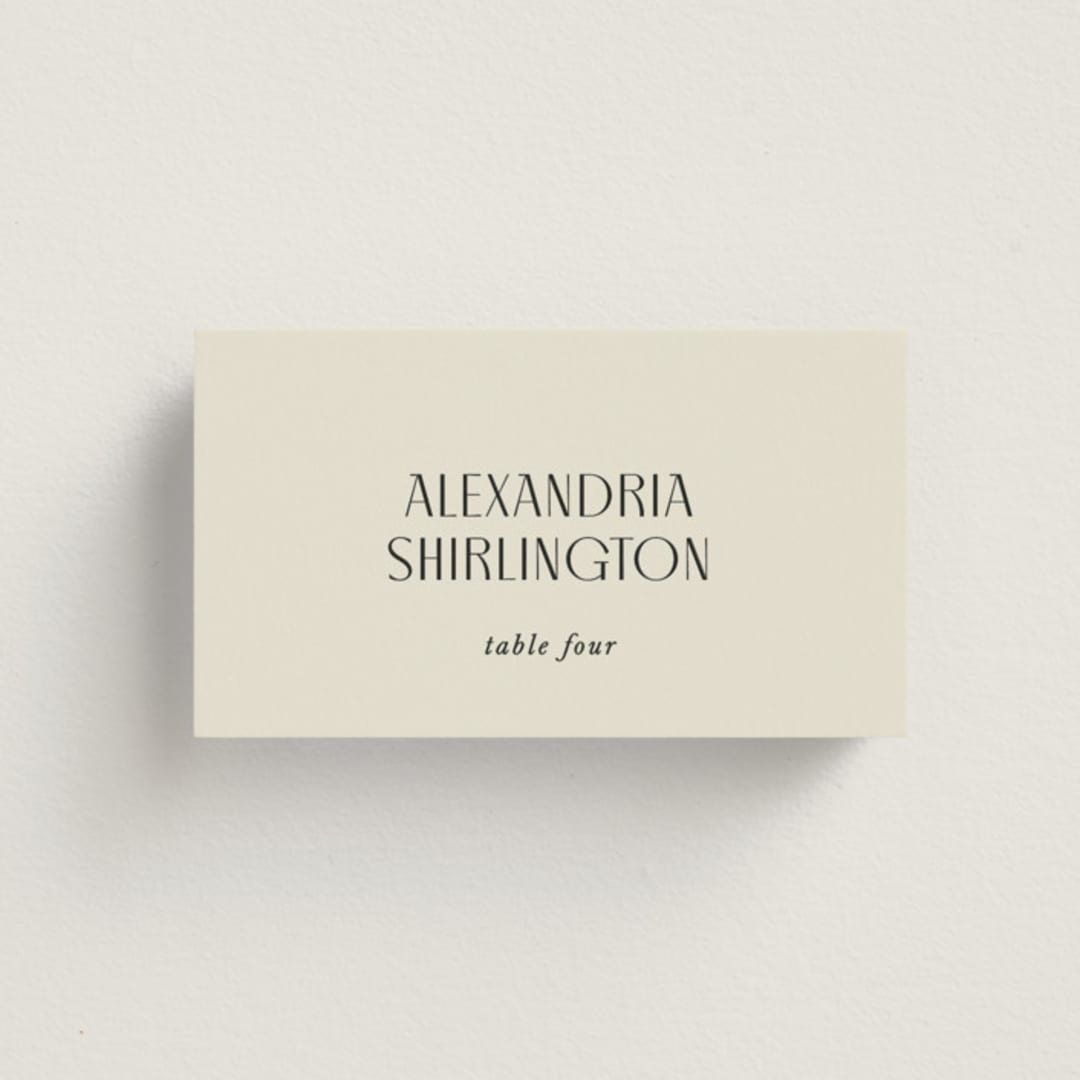 "Commonwealth" - Place Cards in Ecru by That Girl Press - Front with Free Guest Printing
