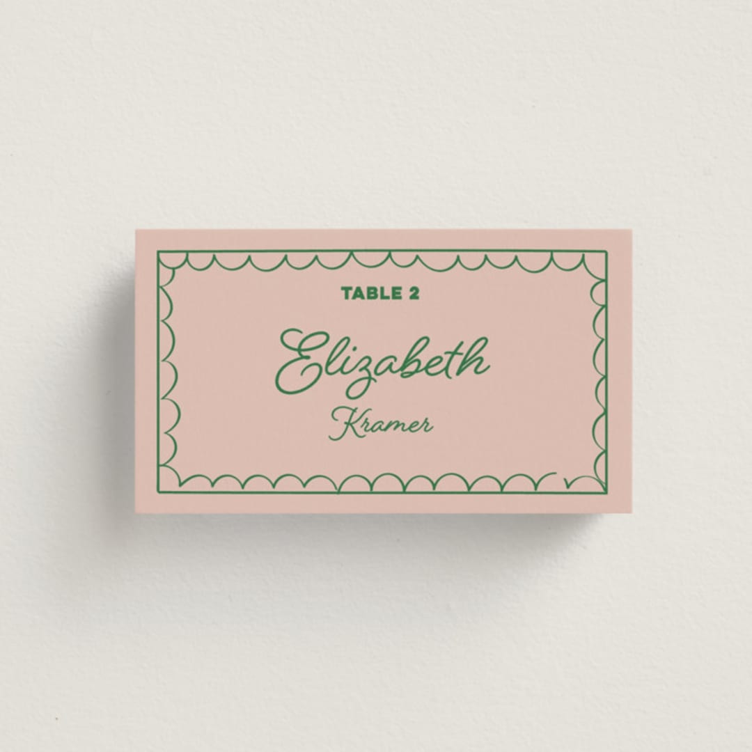 "Crazy Little Thing Called Love" - Place Cards in Avocado by Helena Vitto - Front with Free Guest Printing