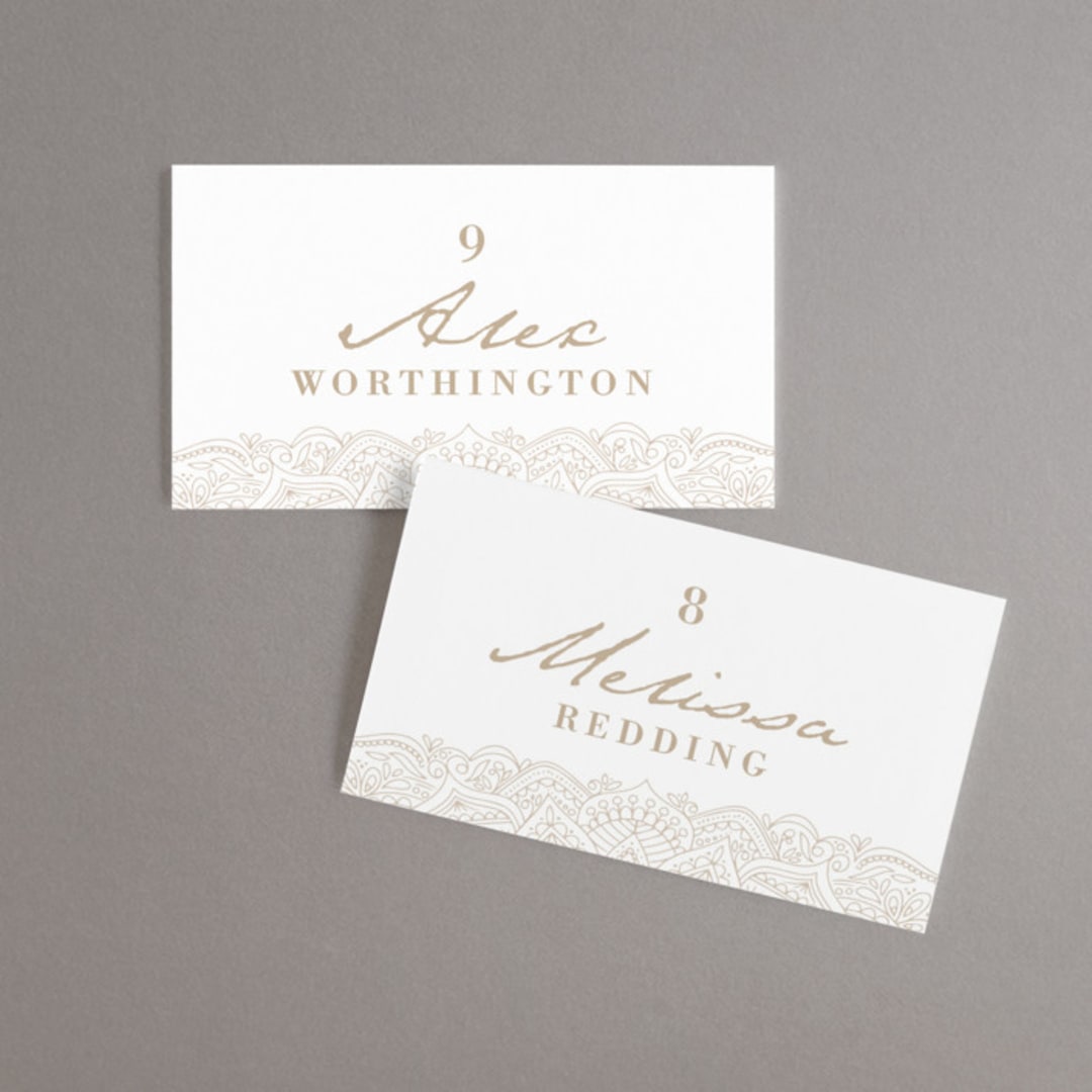 "Extravagant" - Place Cards in Natural by Jessie Steury - Front with Free Guest Printing