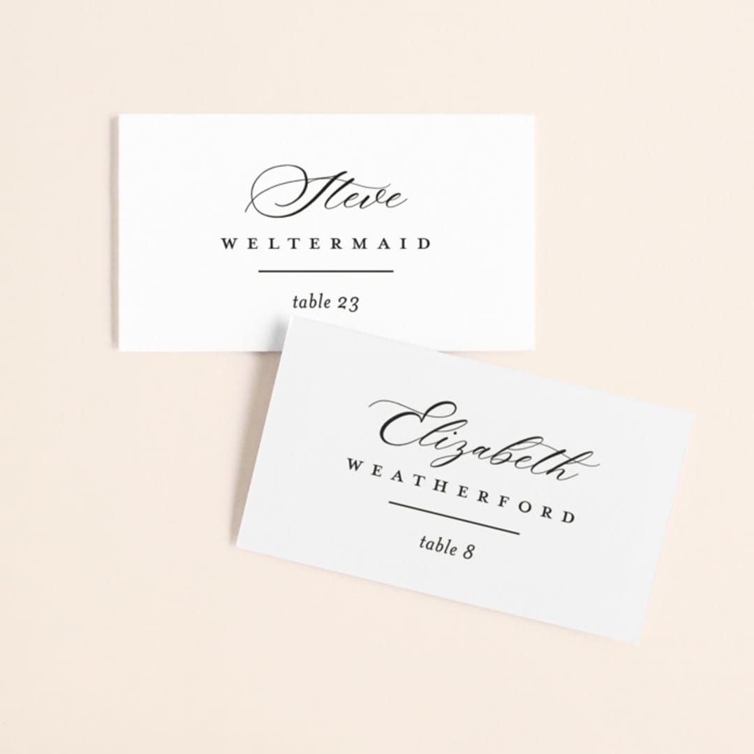 "Sienna" - Place Cards in Sugar by Jessica Williams - Front with Free Guest Printing