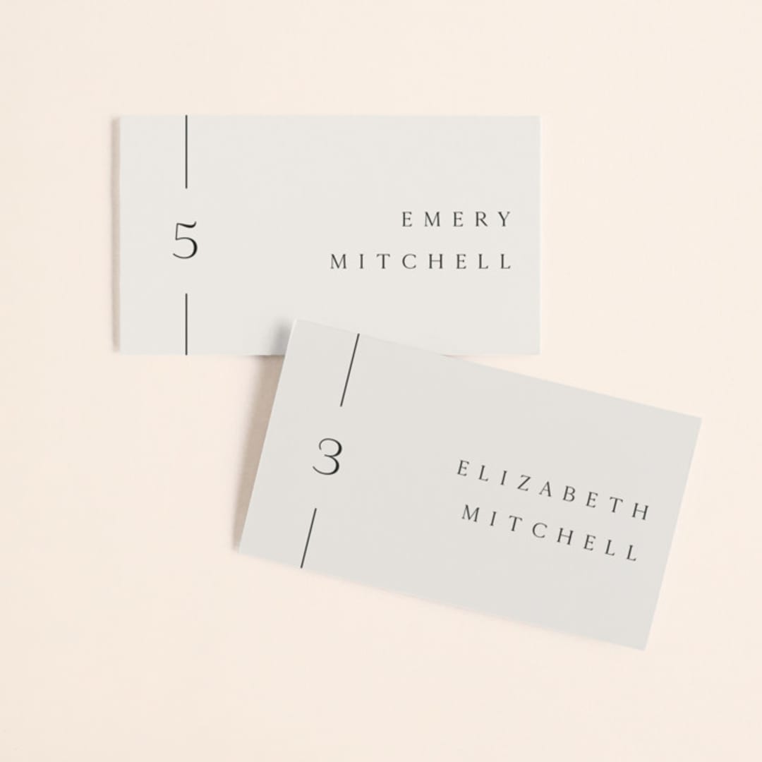 "Classic Monogram" - Place Cards in Cream by Carolyn MacLaren - Front with Free Guest Printing