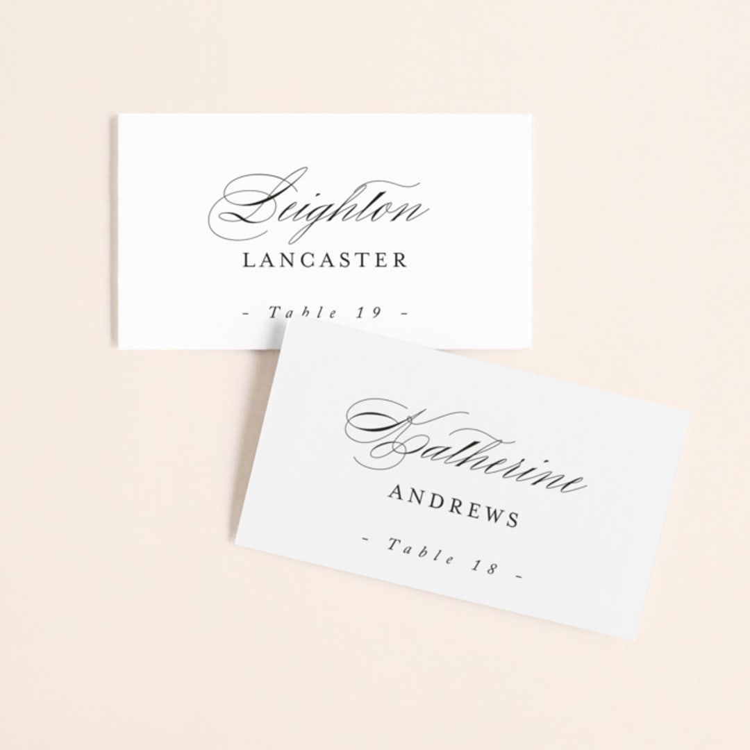 "Conservatory" - Place Cards in Honeysuckle by Jennifer Postorino - Front with Free Guest Printing