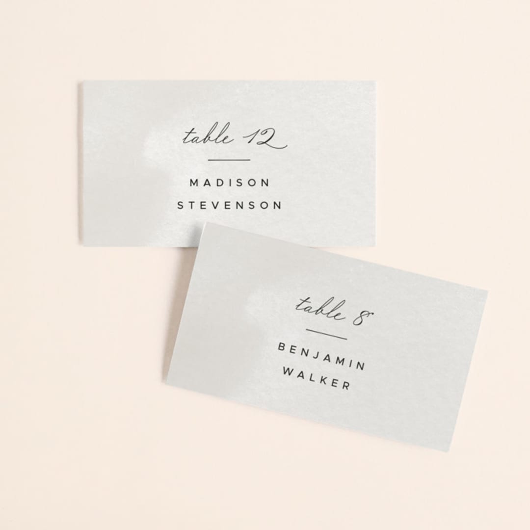 "Elegant Crest" - Place Cards in Stone by Ariel Rutland - Front with Free Guest Printing