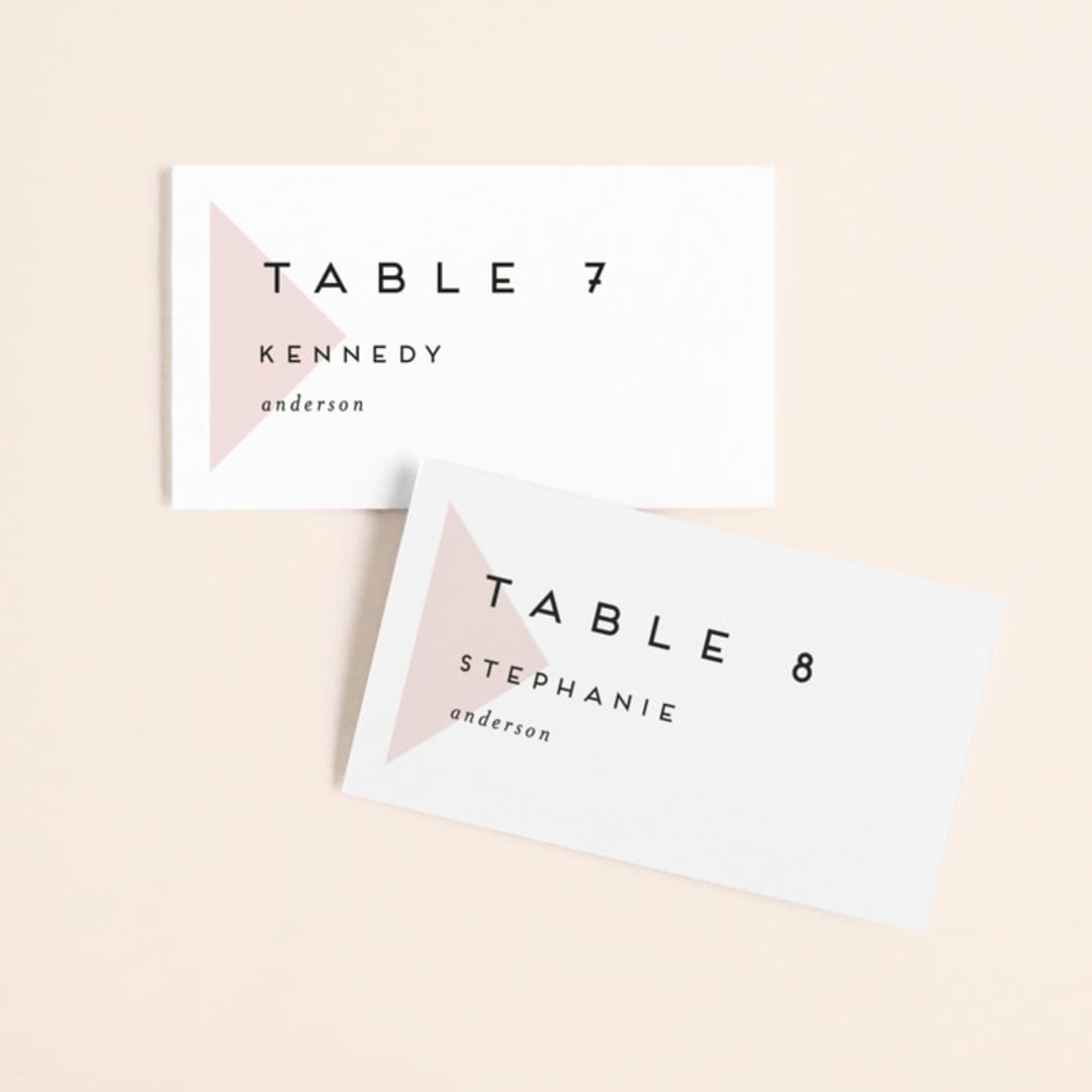 "Elementary" - Place Cards in Dusty Rose by Katy Shen - Front with Free Guest Printing