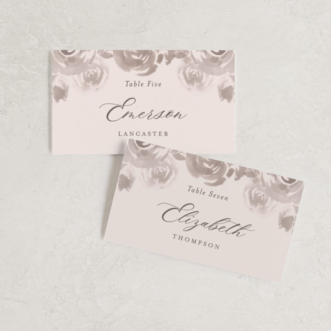 "set in stone" - Place Cards in Dusty Rose by Mansi Verma - Front with Free Guest Printing
