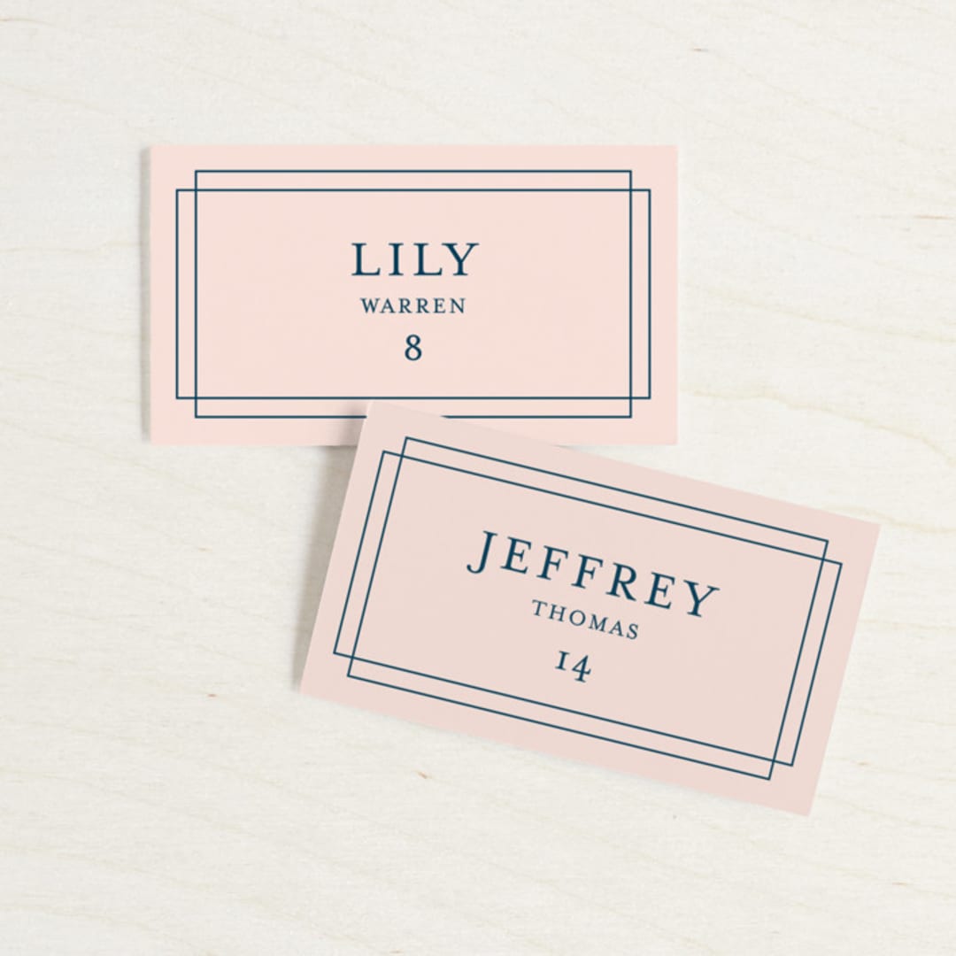 "Chic Gala" - Place Cards in Cotton Candy by Kimberly FitzSimons - Front with Free Guest Printing