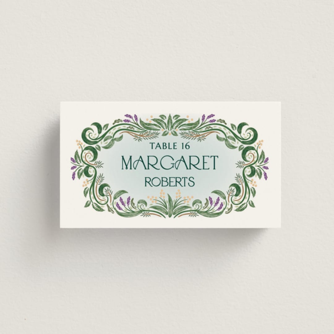"Sierra" - Place Cards in Spruce by Paper Sun Studio - Front with Free Guest Printing