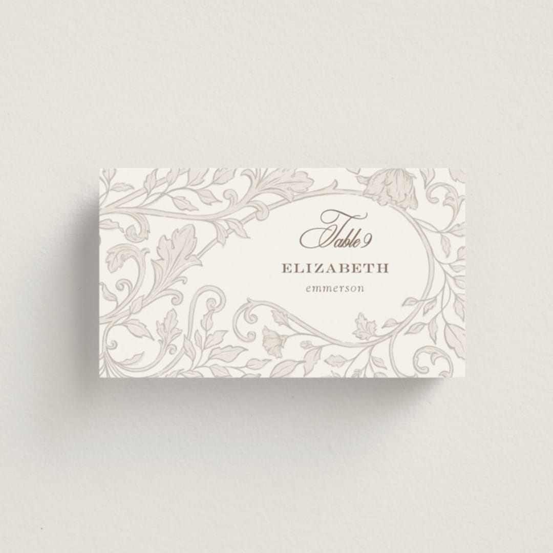 "vintage flourishes" - Place Cards in Natural by BR Designs - Front with Free Guest Printing