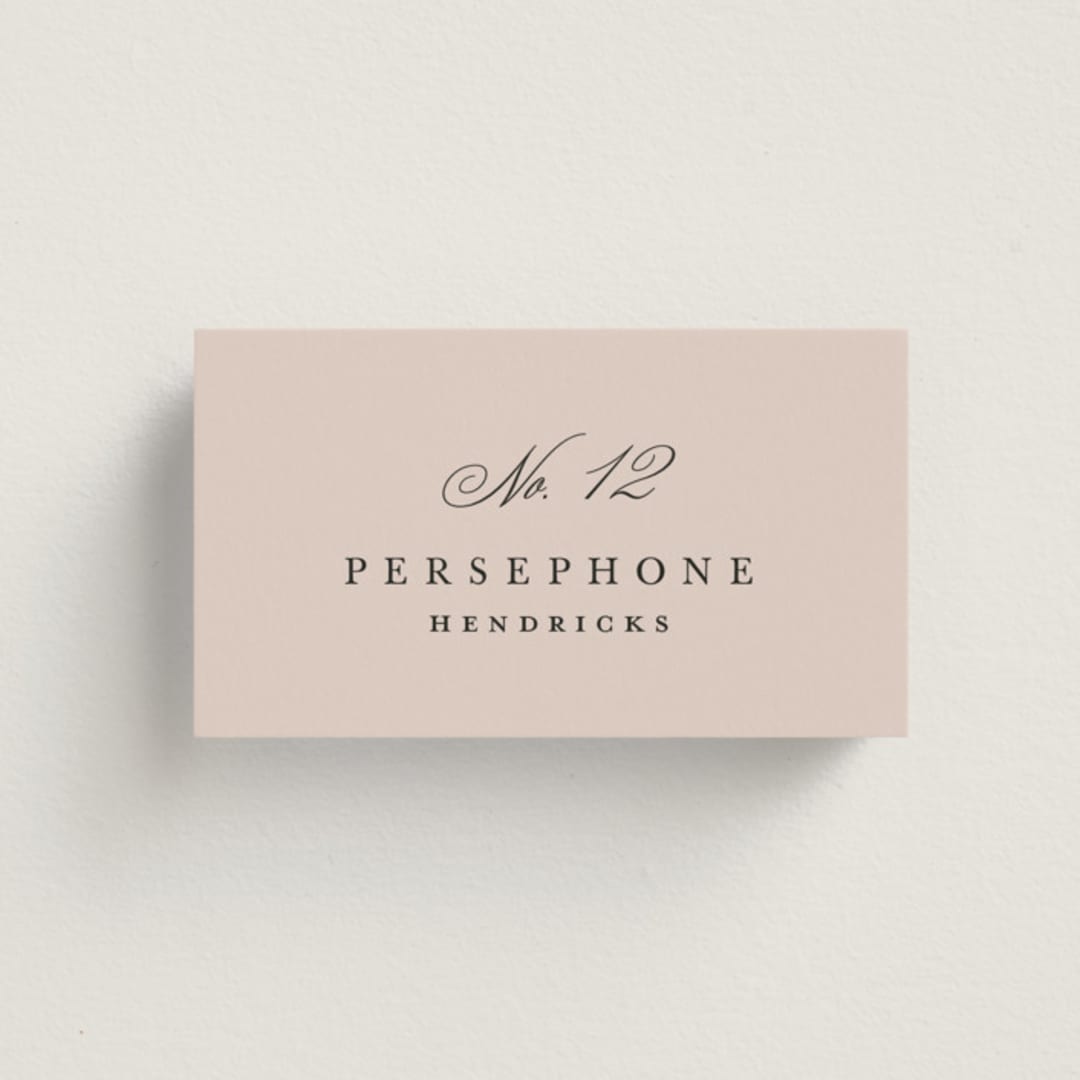 "Arch Monogram" - Place Cards in Dusty Rose by Kelly Schmidt - Front with Free Guest Printing