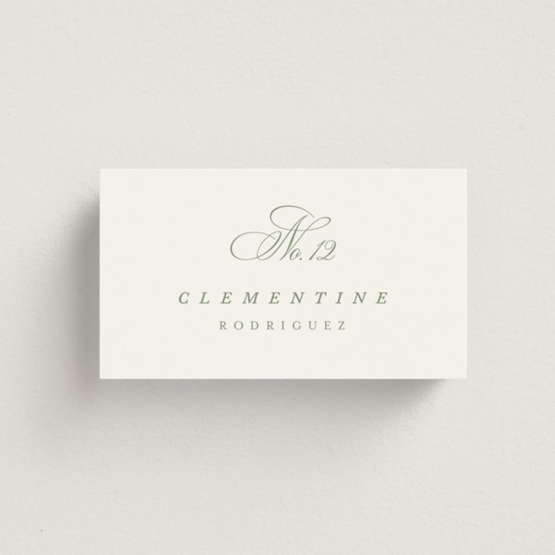 "Chic Script" - Place Cards in Garden by Kelly Schmidt - Front with Free Guest Printing