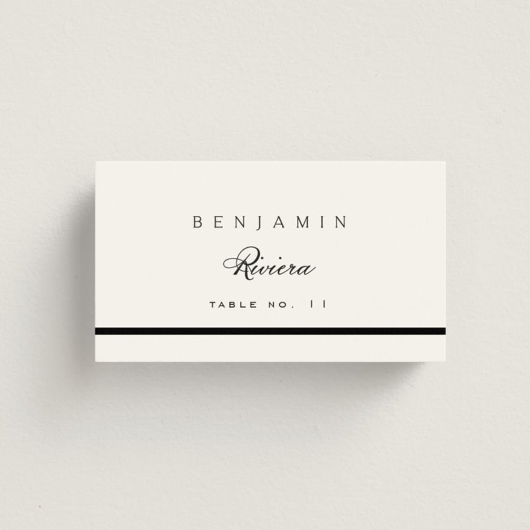 "Stripe Bevel" - Place Cards in Salt by Amy Kross - Front with Free Guest Printing