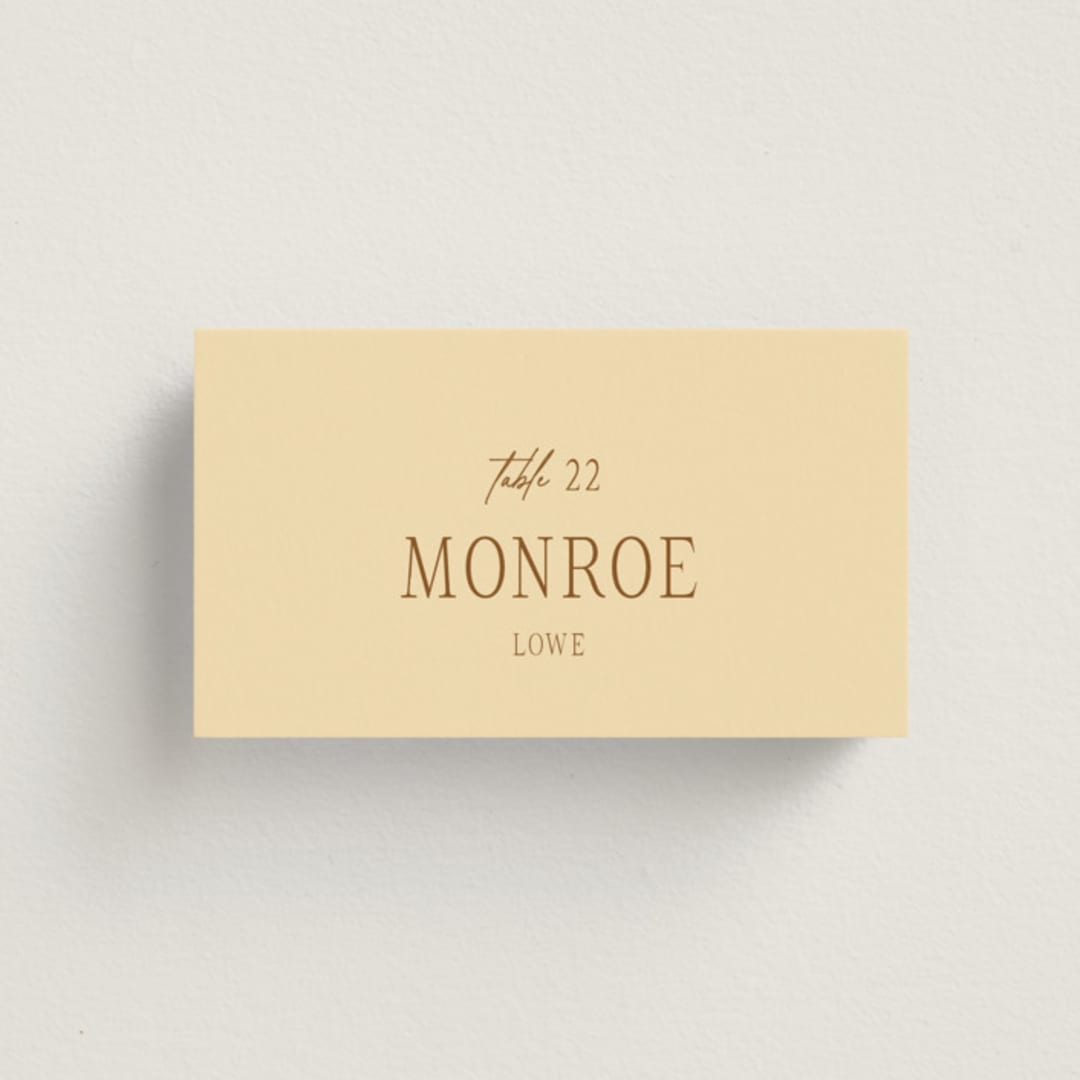 "Classic and Floral" - Place Cards in Bark by Jen Ramsey - Front with Free Guest Printing