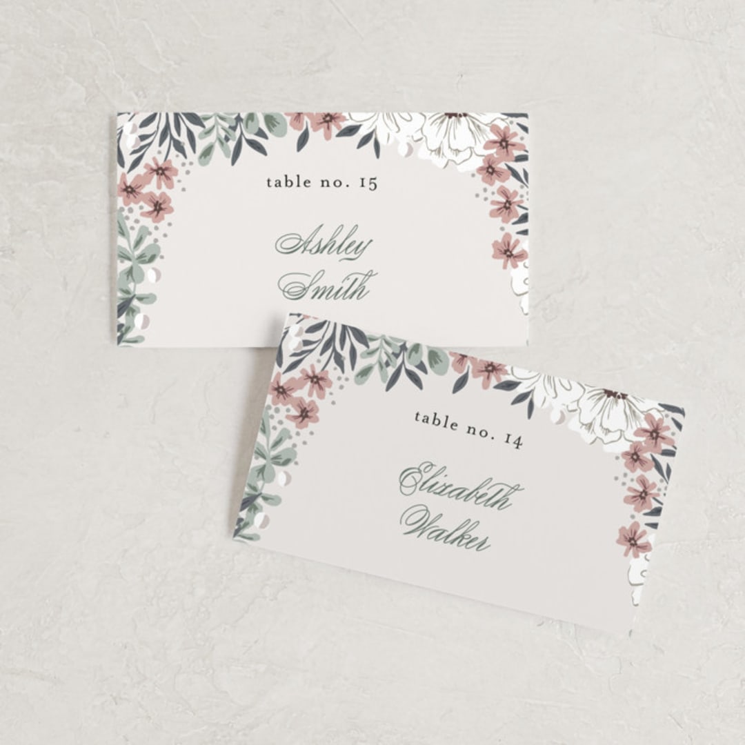 "Illuminated Storybook" - Place Cards in Linen by Alethea and Ruth - Front with Free Guest Printing