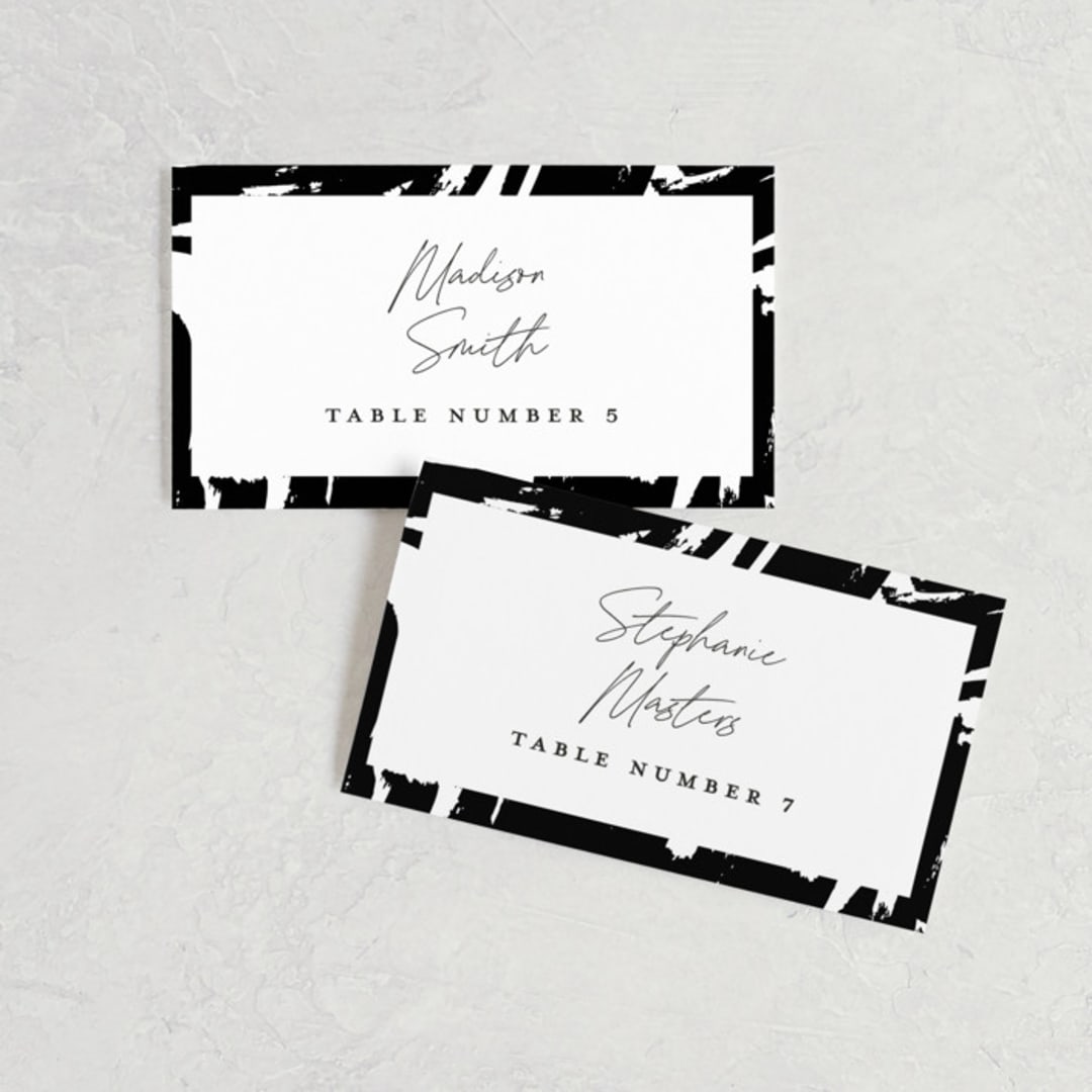 "Landscape" - Place Cards in Black Tie by Laura Hamm - Front with Free Guest Printing