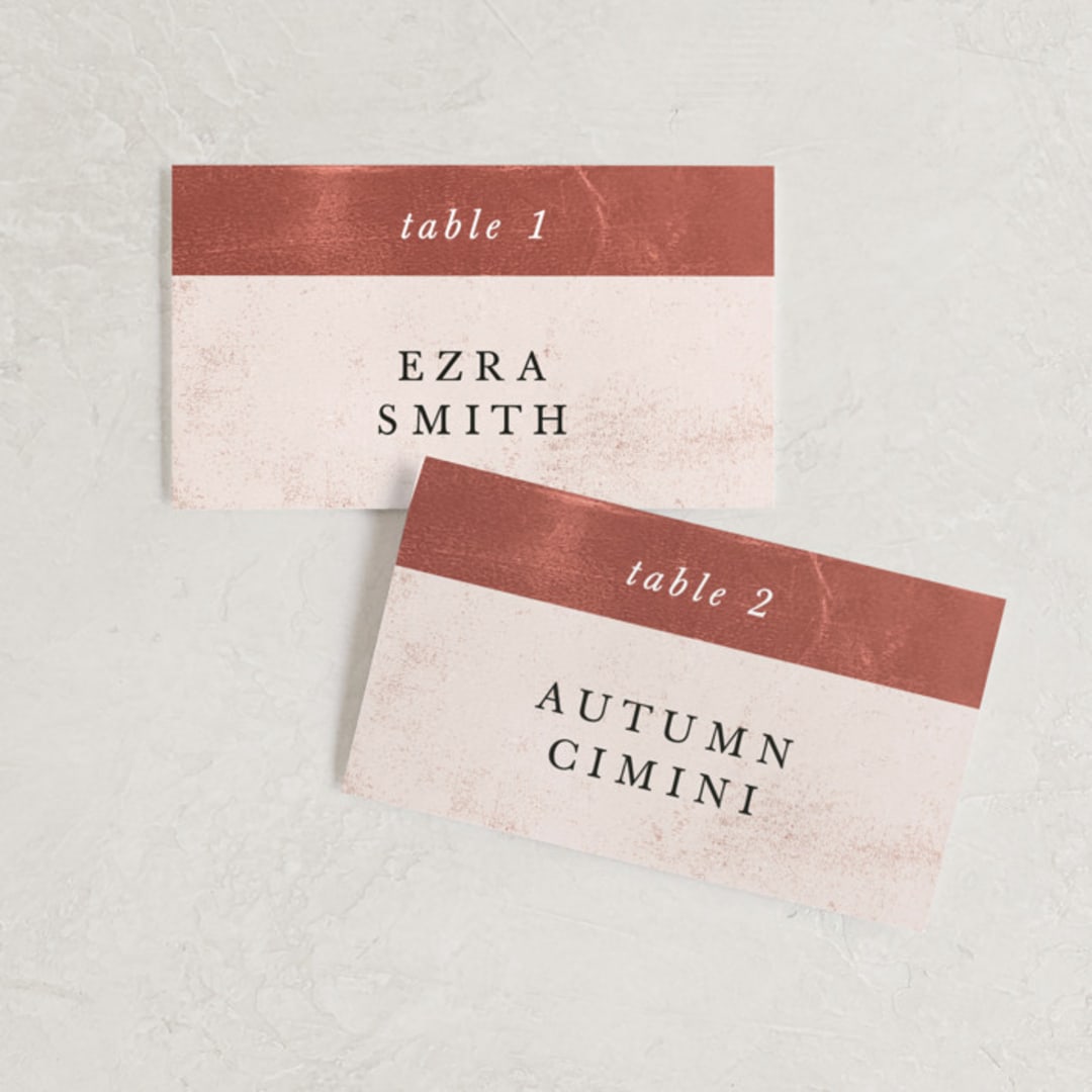 "Dust" - Place Cards in Sienna by Carrie ONeal - Front with Free Guest Printing
