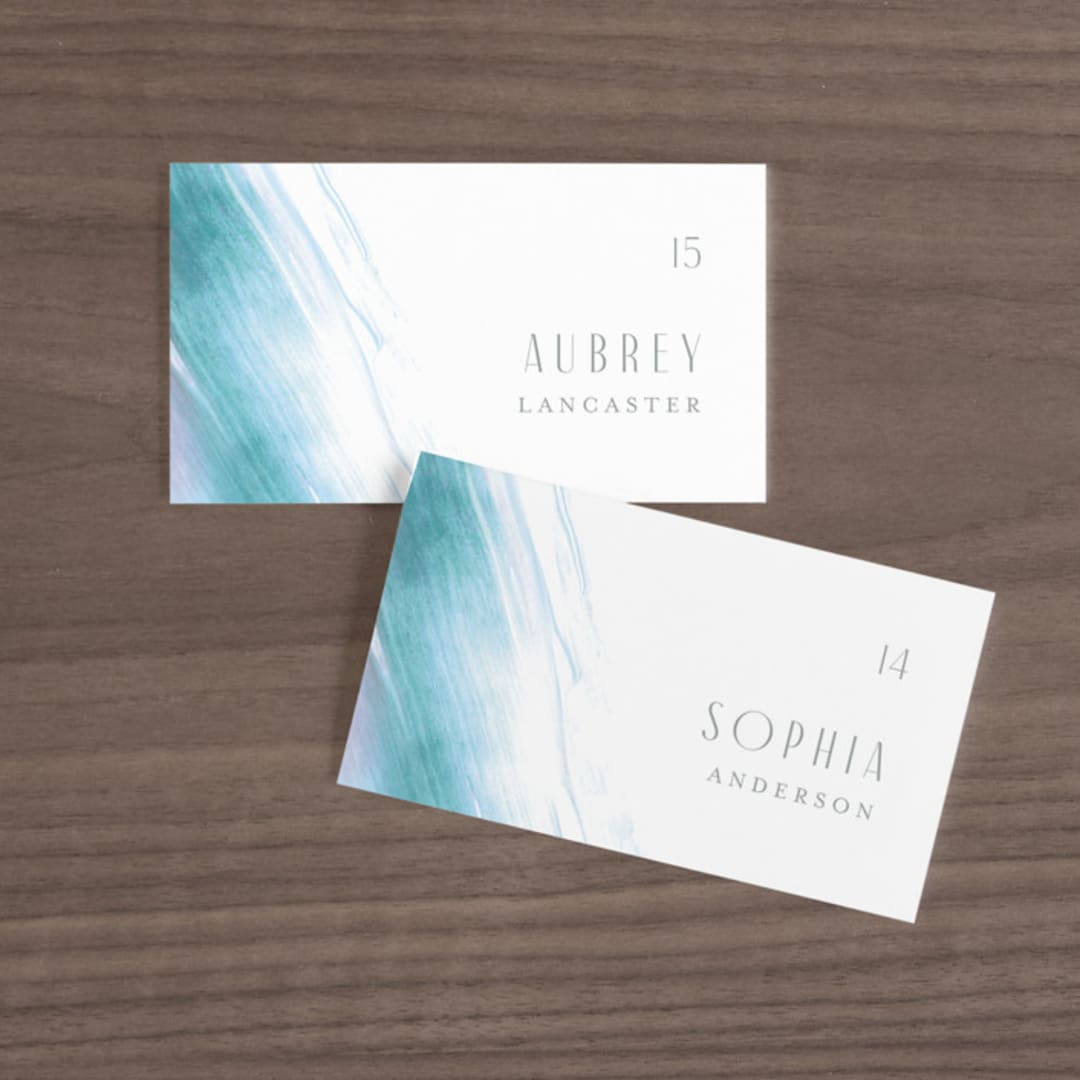 "apogean tide" - Place Cards in Lagoon by Jennifer Wick - Front with Free Guest Printing