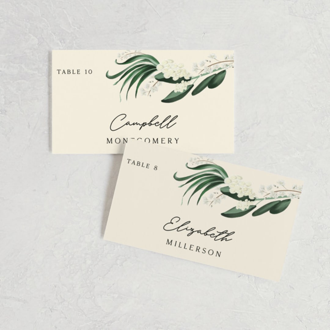 "Meander" - Place Cards in Obsidian by Kaydi Bishop - Front with Free Guest Printing