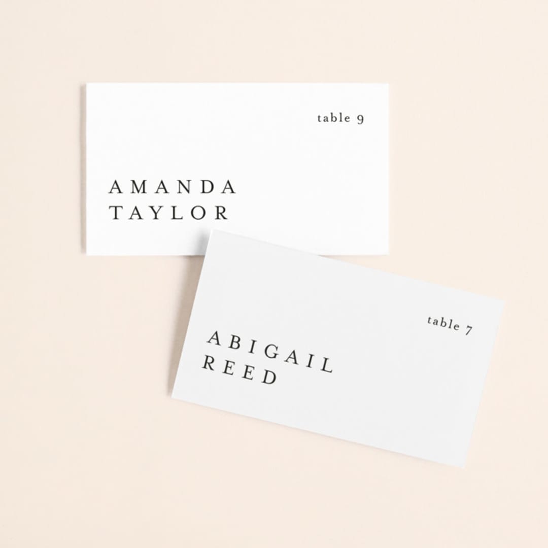 "Handwritten" - Place Cards in Obsidian by Jennifer Postorino - Front with Free Guest Printing