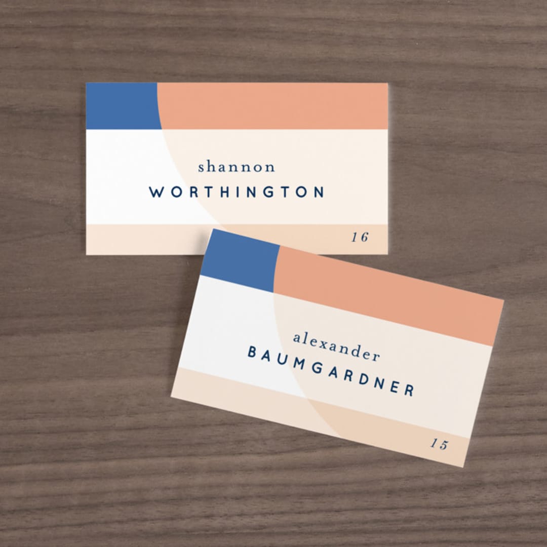 "Color Arch" - Place Cards in Aquatic by Baumbirdy - Front with Free Guest Printing