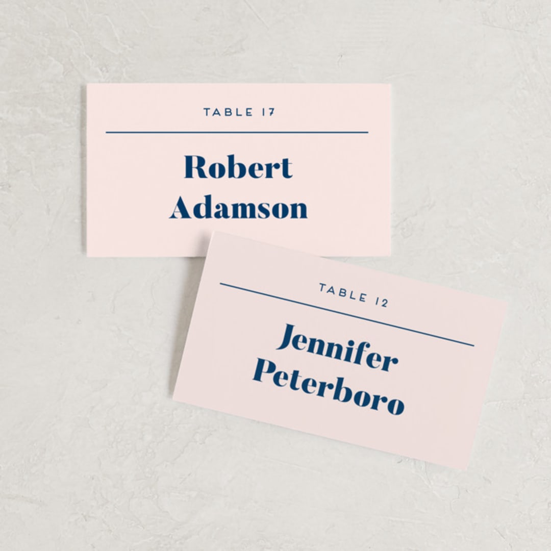 "Vogue" - Place Cards in Navy by Genna Blackburn - Front with Free Guest Printing