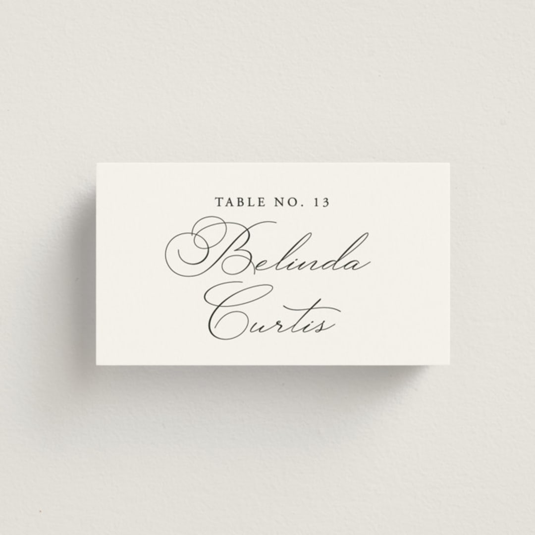 "Organza" - Place Cards in Linen by Jill Means - Front with Free Guest Printing