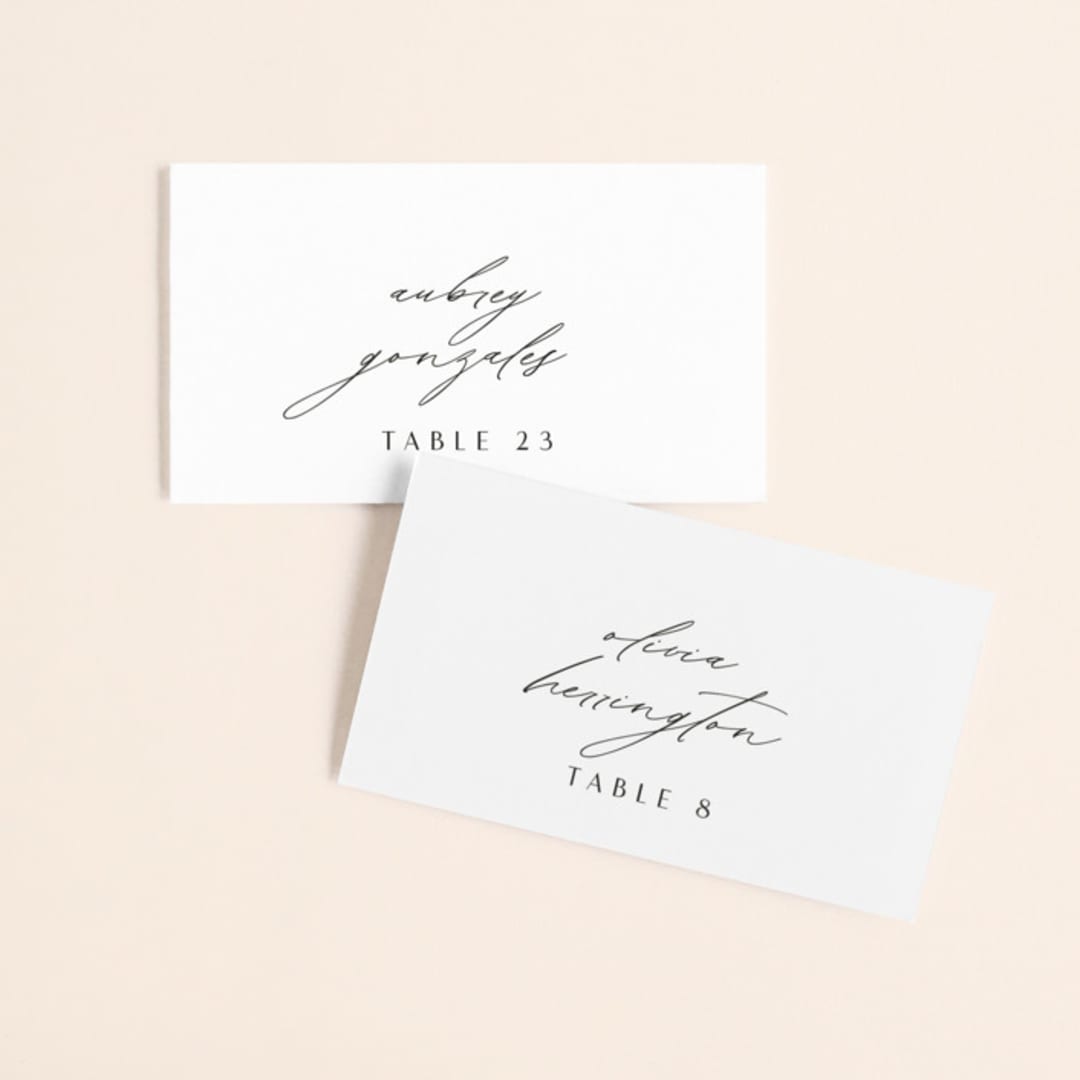 "Margot" - Place Cards in Midnight by Lauren Chism - Front with Free Guest Printing