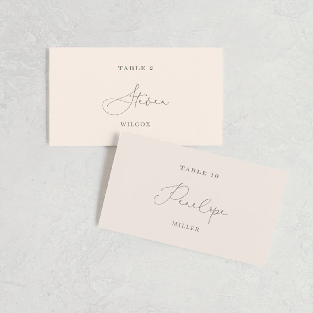 "EverAfter" - Place Cards in Petal by Rochelle Renee - Front with Free Guest Printing