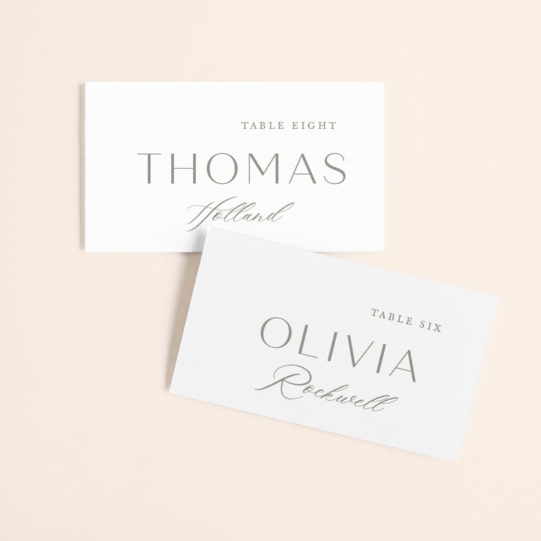 "Frame" - Place Cards in Granite by Lori Wemple - Front with Free Guest Printing
