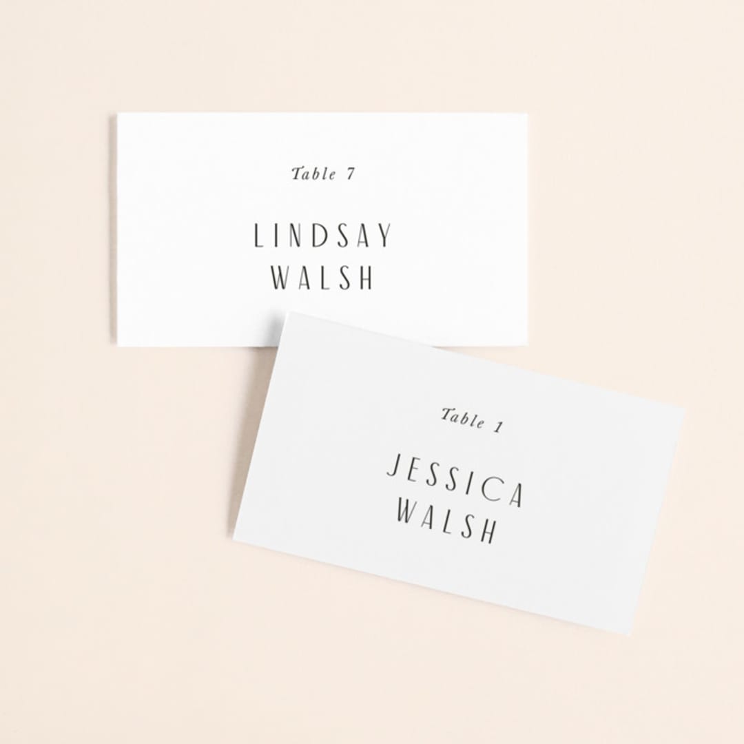 "Narrative" - Place Cards in Frost by Jennifer Wick - Front with Free Guest Printing