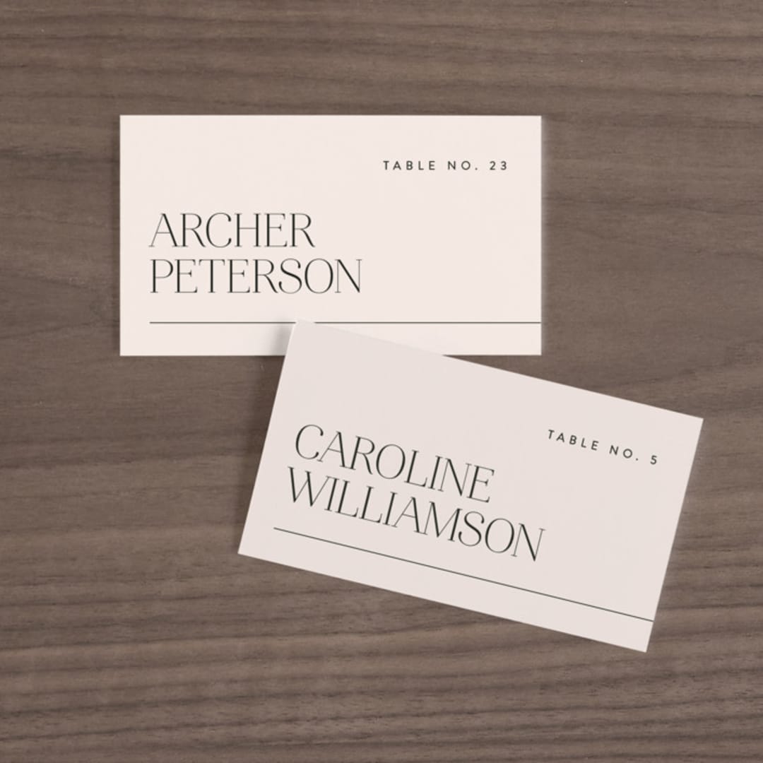 "Landscape" - Place Cards in Champagne by Kelly Schmidt - Front with Free Guest Printing