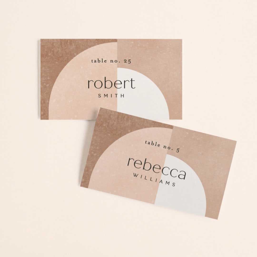 "Arches" - Place Cards in Terracotta by Kelly Schmidt - Front with Free Guest Printing