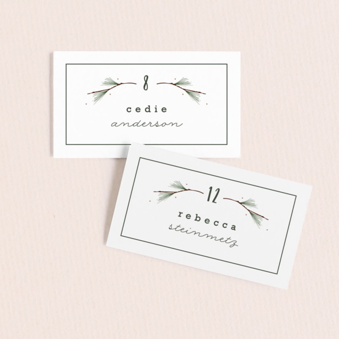 "Rustic Wedding" - Place Cards in Pine by Susan Brown - Front with Free Guest Printing