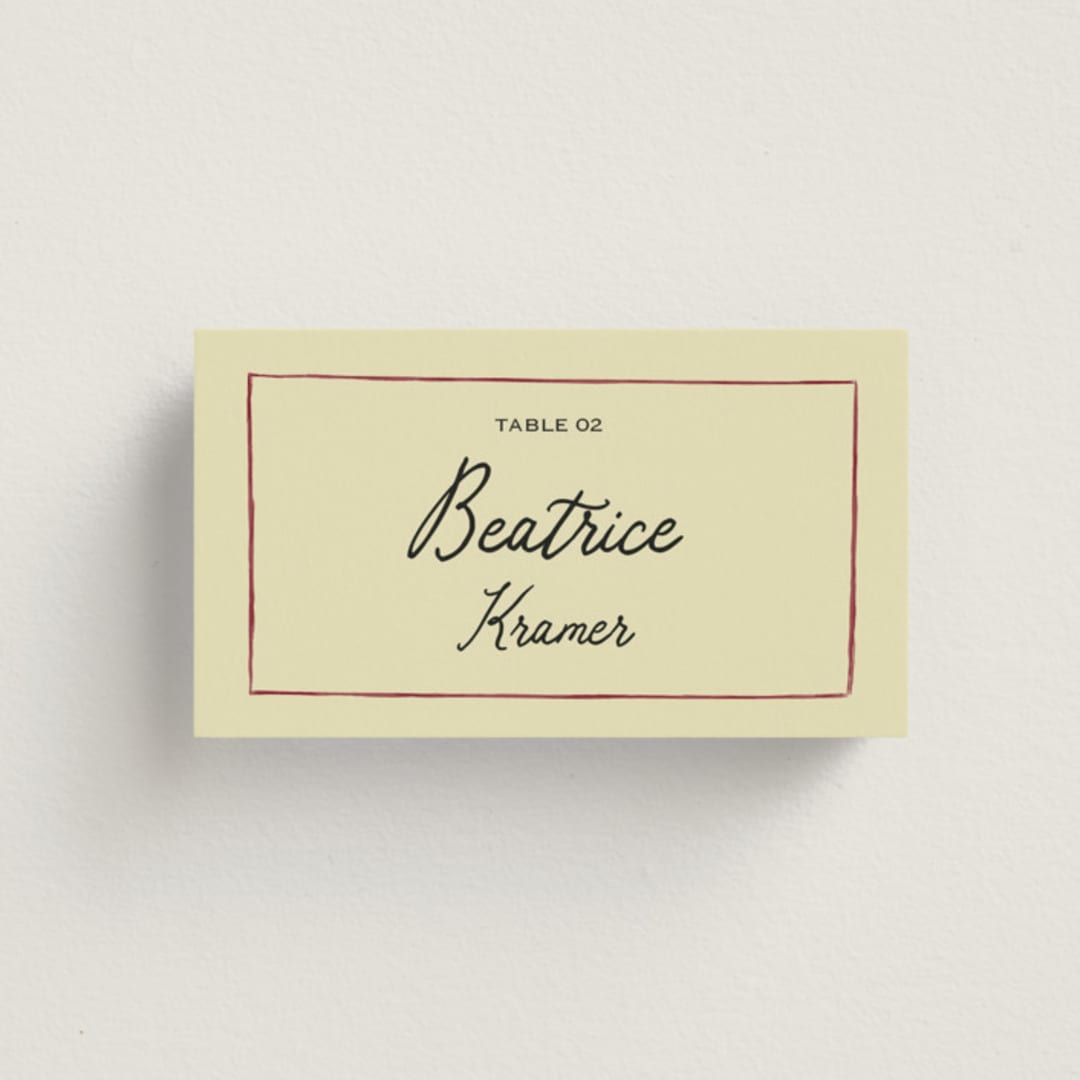 "Love Rests in a Garden" - Place Cards in Oat by Helena Vitto - Front with Free Guest Printing