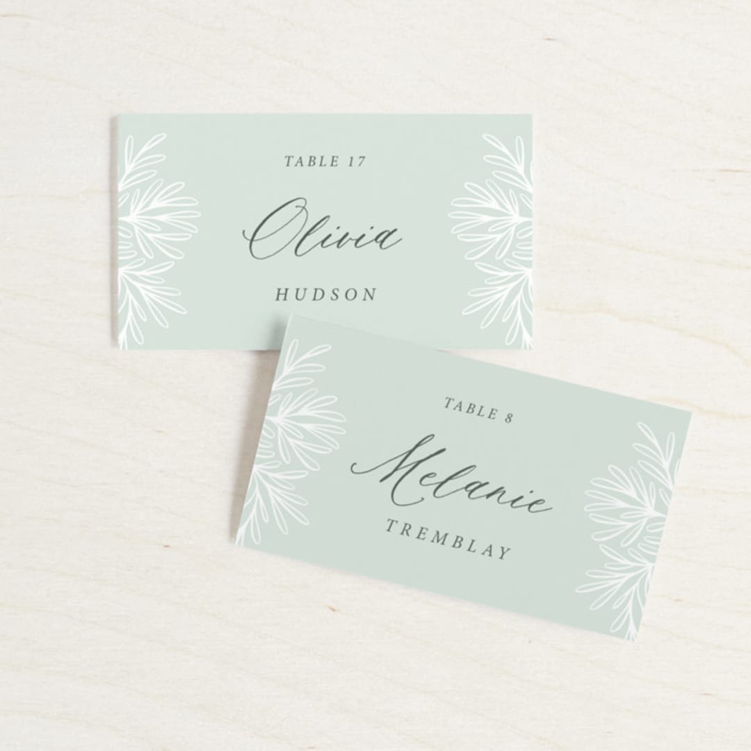 "Fairy Forest" - Place Cards in Sage by Kristen Knechtel - Front with Free Guest Printing