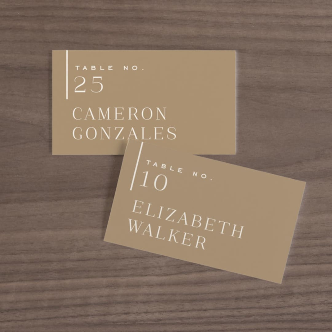 "Left Stack" - Place Cards in Vanilla by Alethea and Ruth - Front with Free Guest Printing