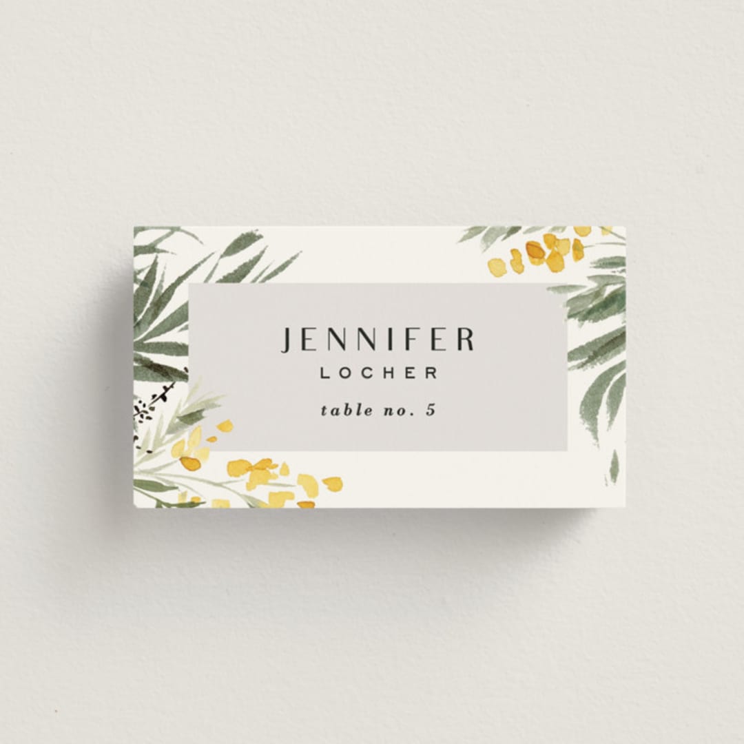 "mimosa" - Place Cards in Dandelion by Everett Paper Goods - Front with Free Guest Printing