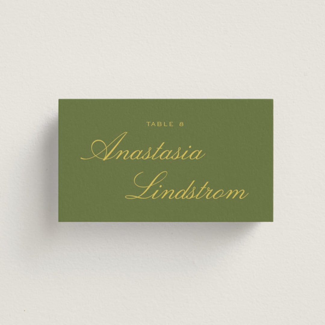 "Calia " - Place Cards in Caribbean Citrus by Ani Somi - Front with Free Guest Printing
